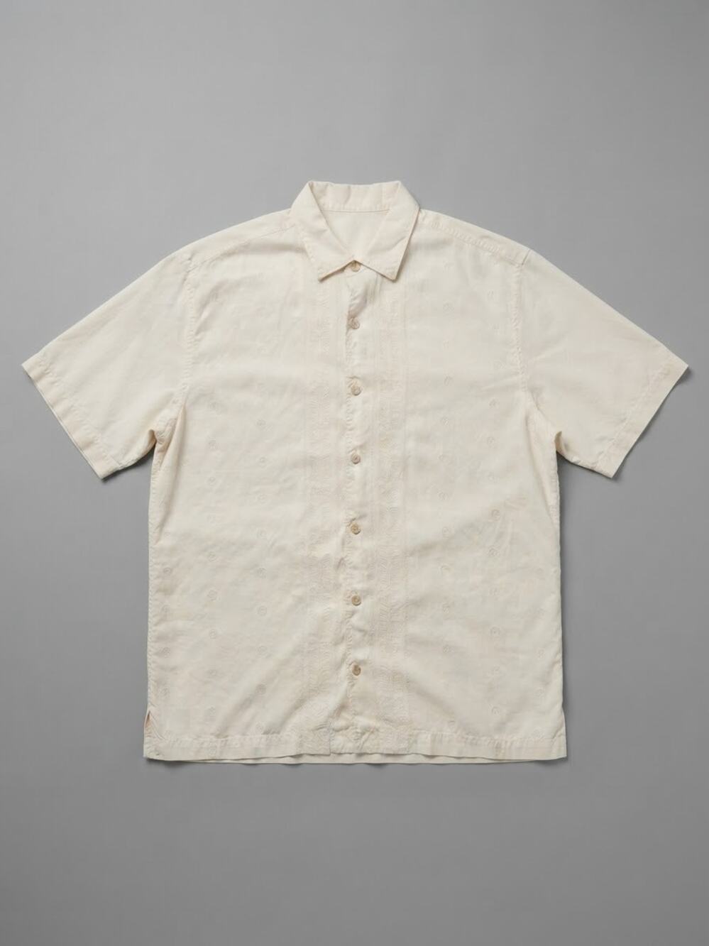 Tommy Bahama Silk Shirt Men Size M Cream Off White Camp Vacation Resort Wear